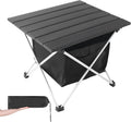 Grope Portable Camping Table,Aluminum Folding Beach Table (Black-S)